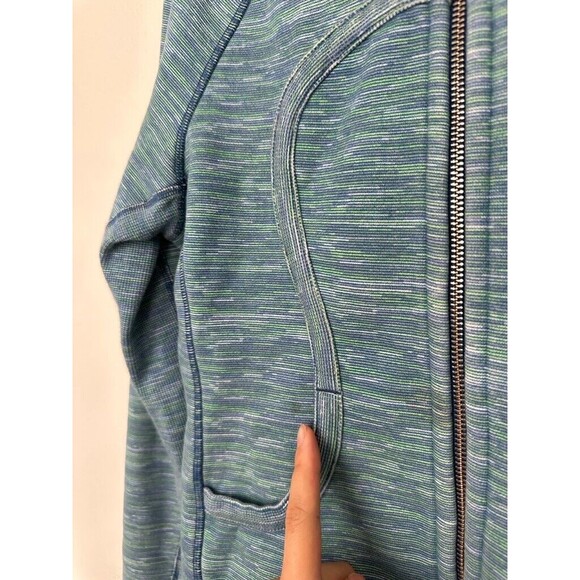 Lululemon Scuba Full Zip Jacket Hooded Space Dye Green Blue Athleisure Women's 6 - Picture 7 of 7